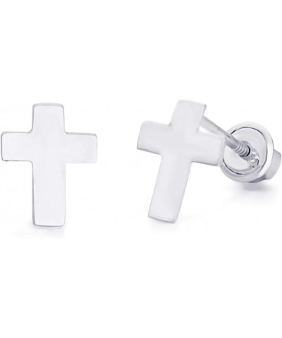 14K White Gold Polished Cross Stud Earrings With Screw Back $26.32 Earrings