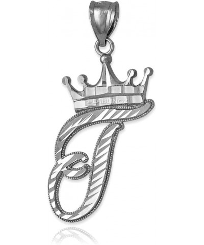 Sterling Silver Letter 'T' Initial Cursive Crown DC Pendant Necklace Pendant Only $25.19 Necklaces