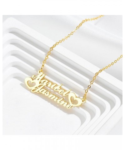 Personalized Name Necklace Custom 18K Gold Plated Nameplate Necklace Customized Jewelry Gift for Women J Design - Two Names w...