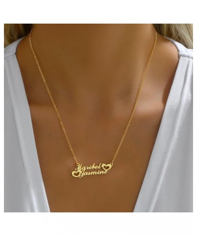 Personalized Name Necklace Custom 18K Gold Plated Nameplate Necklace Customized Jewelry Gift for Women J Design - Two Names w...