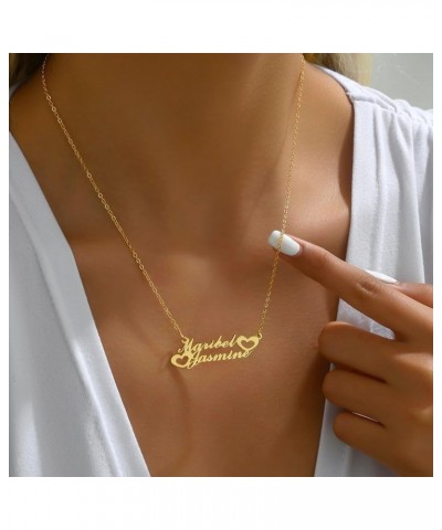 Personalized Name Necklace Custom 18K Gold Plated Nameplate Necklace Customized Jewelry Gift for Women J Design - Two Names w...