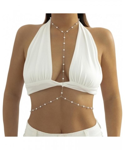 Sexy Pearl Bra Body Chain Jewelry Summer Beach Pearl Harness Bra Chain Necklace Bikini Festival Rave Pearl Bra Bralette Trend...