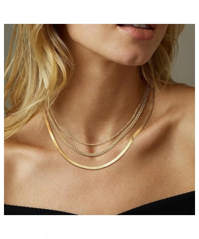 Gold Necklace for Women Trendy, Dainty 14K Gold/Silver Herringbone Snake Chain Necklace Layered Herringbone Necklace Gold Cha...