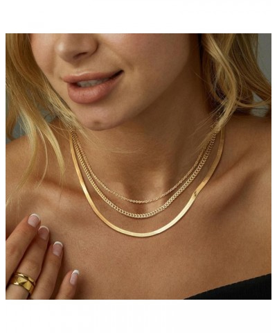 Gold Necklace for Women Trendy, Dainty 14K Gold/Silver Herringbone Snake Chain Necklace Layered Herringbone Necklace Gold Cha...