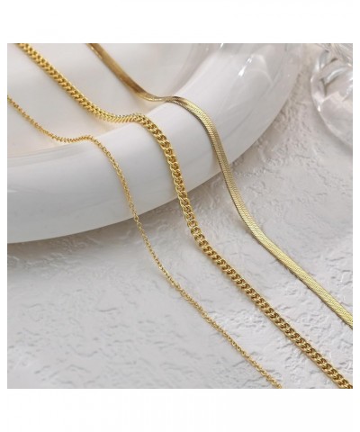 Gold Necklace for Women Trendy, Dainty 14K Gold/Silver Herringbone Snake Chain Necklace Layered Herringbone Necklace Gold Cha...