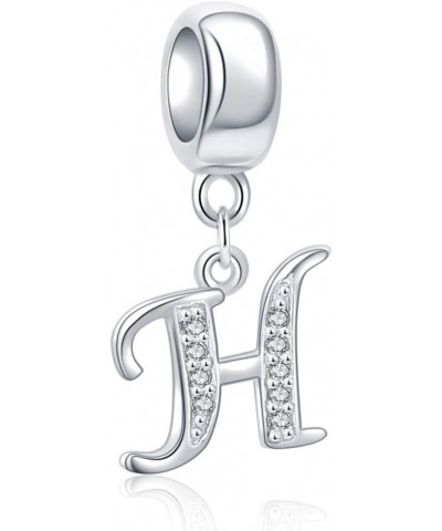 925 Sterling Silver Charms Alphabet Beads fit Pandora Charm Bracelets A-Z Letter Initial Spacer Dangle Clear CZ Stone Authent...