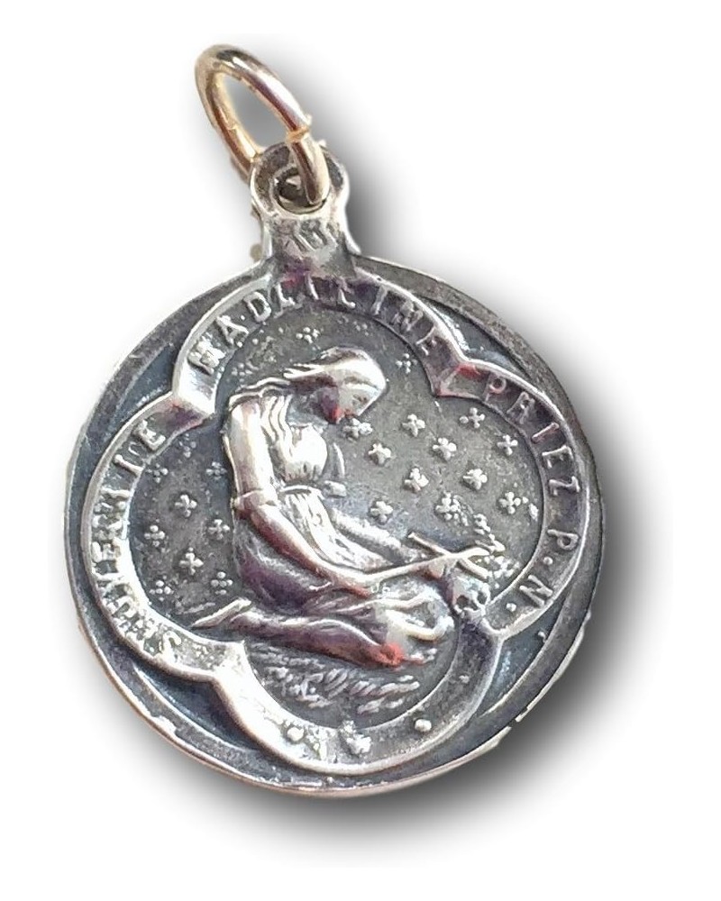 Sterling Silver St Mary Magdalene Medal - Antique Replica 18" sterling delicate chain $32.34 Necklaces