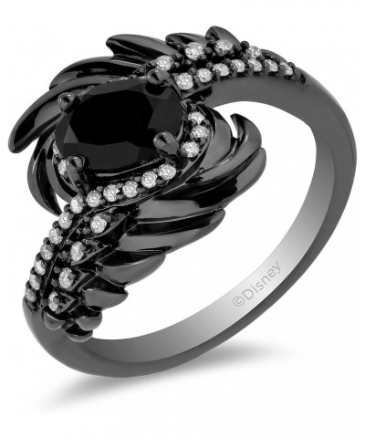 Enchanted Disney Fine Jewelry Sterling Silver with Black Rhodium 1/6 Cttw Diamond and Onyx Maleficent Wings Ring $81.60 Rings