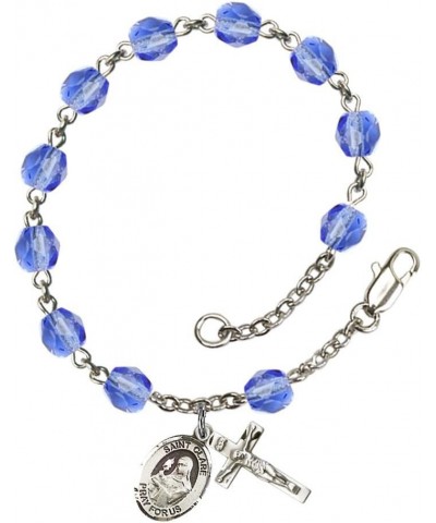 St. Clare of Assisi Silver Plate Rosary Bracelet 6mm Fire Polished Beads - Every Birth Month Color September Blue $29.92 Brac...