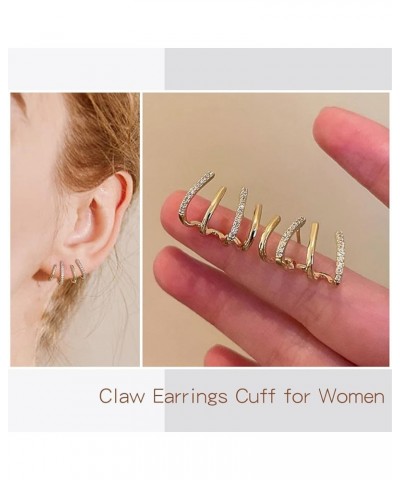 Quartet Earrings for Women Claw Earrings Cuff Zircon Needle Stud Earrings for Teen Girls Shiny Crystal Earrings Silver Gold W...