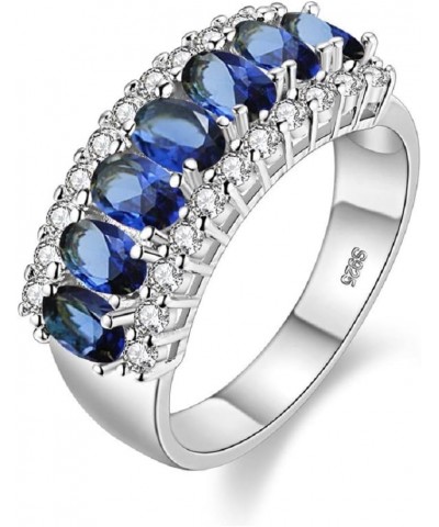 Beautiful Women's 7 Stones Wedding Band Oval Cubic Zirconia Engagement Anniversary Rings J501 Platinum-Dark blue $8.11 Bracelets