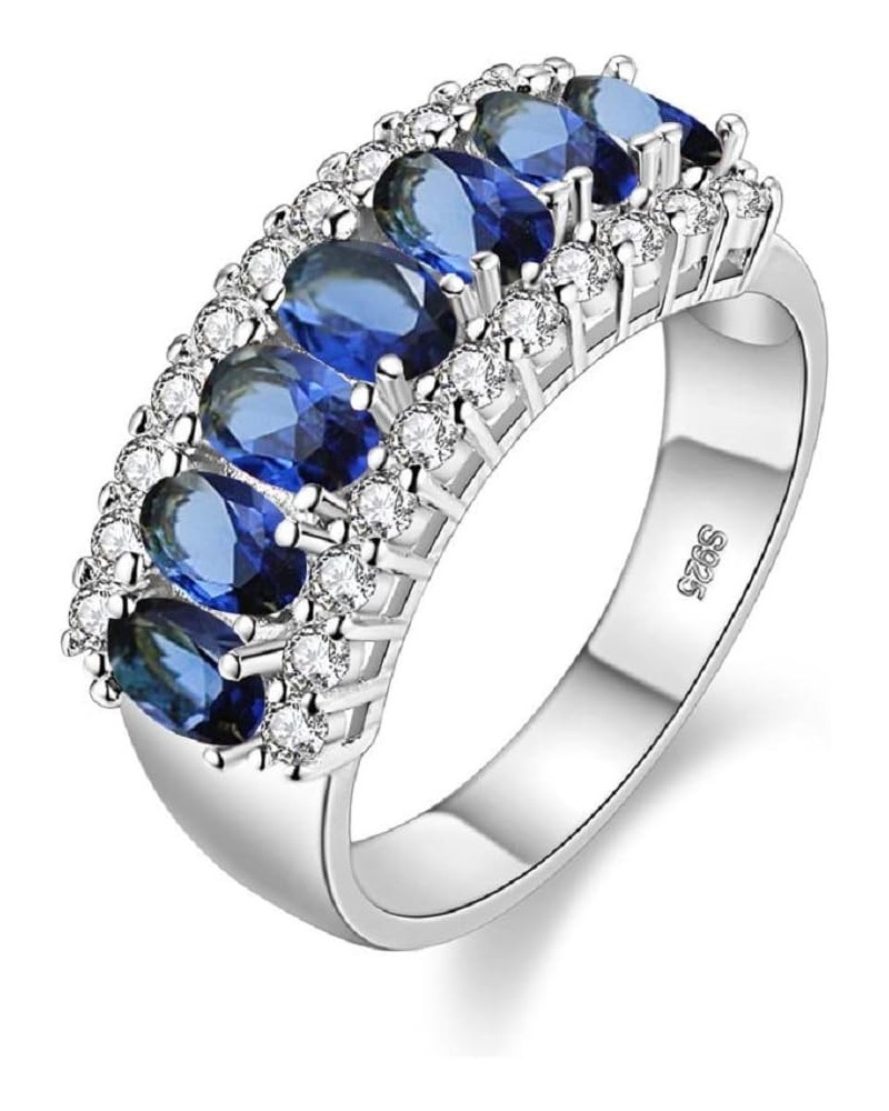 Beautiful Women's 7 Stones Wedding Band Oval Cubic Zirconia Engagement Anniversary Rings J501 Platinum-Dark blue $8.11 Bracelets