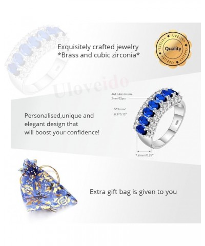 Beautiful Women's 7 Stones Wedding Band Oval Cubic Zirconia Engagement Anniversary Rings J501 Platinum-Dark blue $8.11 Bracelets