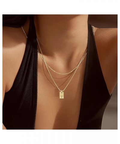 Initial Necklaces for Women 14K Gold Plated Letter Necklace Dainty Gold Name Necklace Personalized Initial Tag Pendant Neckla...