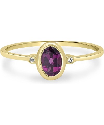 Kate 14k Gold over Sterling Silver and Sterling Silver Genuine Gemstone Stackable Oval Ring, Sizes 6-8 7 14k Gold Over Sterli...