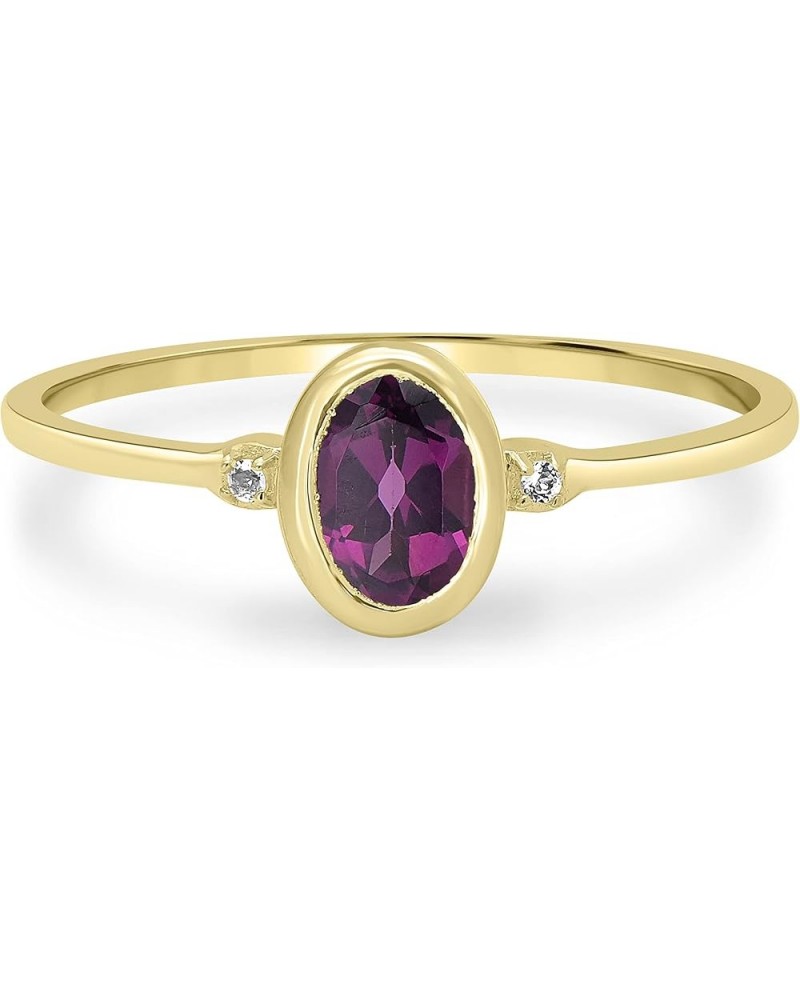 Kate 14k Gold over Sterling Silver and Sterling Silver Genuine Gemstone Stackable Oval Ring, Sizes 6-8 7 14k Gold Over Sterli...