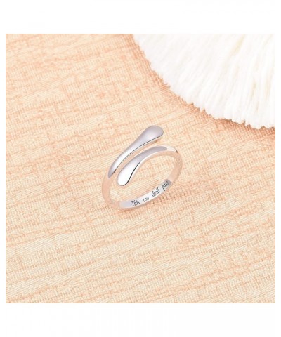 925 Sterling Silver Ring Inspirational Jewelry adjustable Wrap Open Rings for Women Girls This Too Shall Pass $16.19 Rings