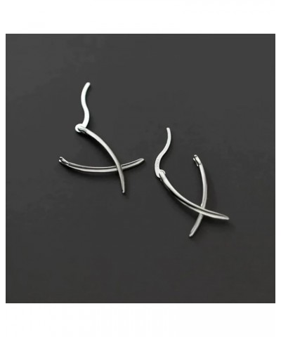 Simple Line Earrings, 925 Silver Line Cross Stud Earrings, Simple Creative Fashion Temperament Jewelry For Women, Dainty Earr...