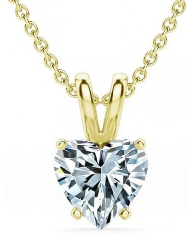 VS1-VS2 Clarity (.25-1.00 Carat) Cttw Lab-Grown Heart Shape Solitaire Diamond Pendant Necklace Womens Girls |14k Yellow or Wh...