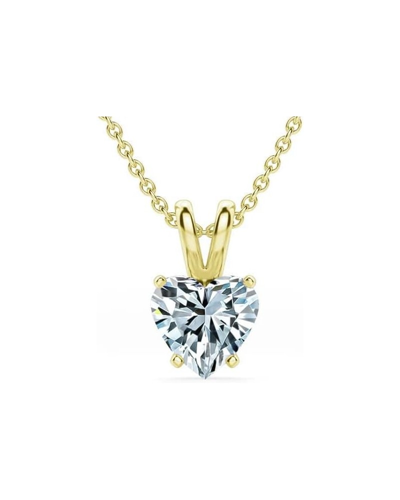 VS1-VS2 Clarity (.25-1.00 Carat) Cttw Lab-Grown Heart Shape Solitaire Diamond Pendant Necklace Womens Girls |14k Yellow or Wh...