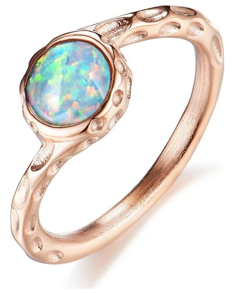 Rose Gold White Cute Opal Ring,Stainless Steel Celtic Knot Rings for Women Girls Jewelry Gift 02. Rose Gold $9.47 Rings