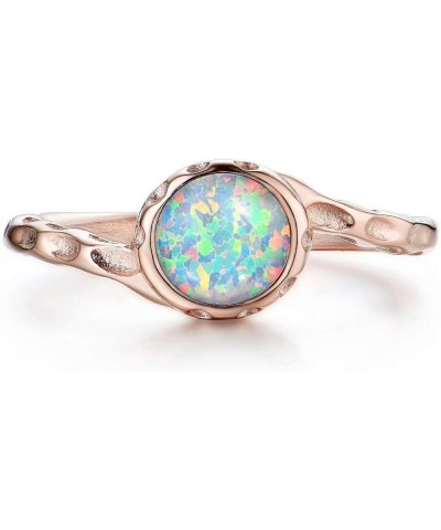 Rose Gold White Cute Opal Ring,Stainless Steel Celtic Knot Rings for Women Girls Jewelry Gift 02. Rose Gold $9.47 Rings