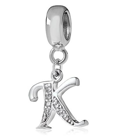 Alphabet Charm Letter Beads,A-Z Letter Initial Spacer,Solid Woman' Sterling Silver DIY Charm (W) K $10.79 Bracelets