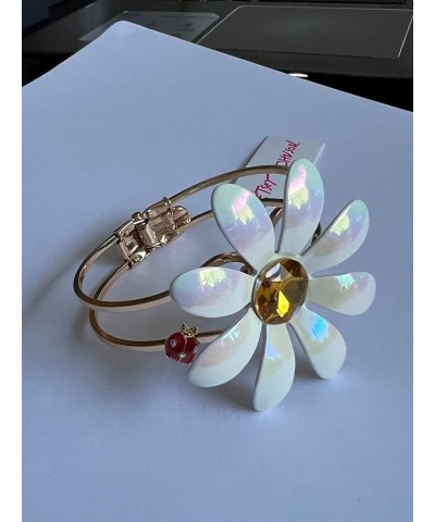 Flower Hinged Bangle Bracelet White $15.75 Bracelets