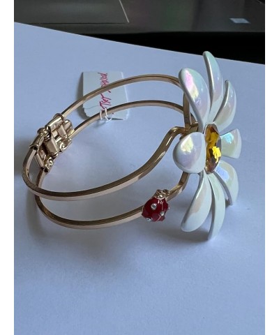 Flower Hinged Bangle Bracelet White $15.75 Bracelets