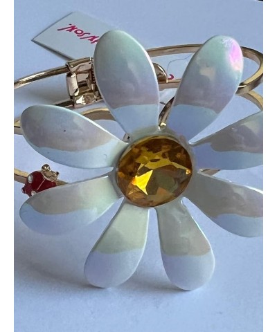 Flower Hinged Bangle Bracelet White $15.75 Bracelets