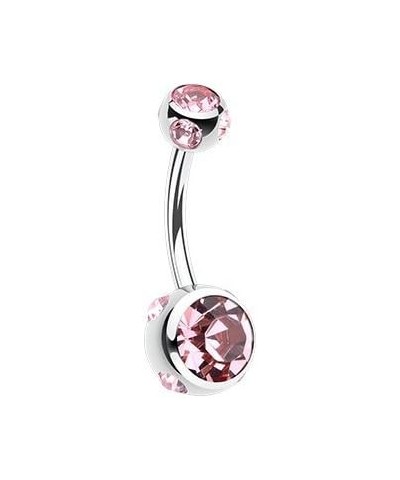 Aurora Gem Ball Steel Belly Button Ring Light Pink $9.03 Body Jewelry