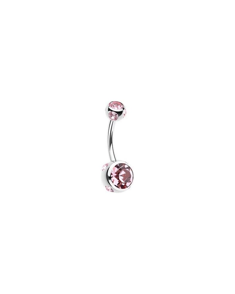 Aurora Gem Ball Steel Belly Button Ring Light Pink $9.03 Body Jewelry