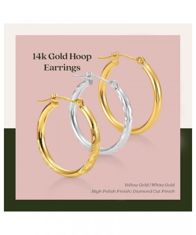 14K 3mm Tube Hoop Earrings, Full Diamond Cut 40.0 Millimeters Yellow Gold $58.52 Earrings