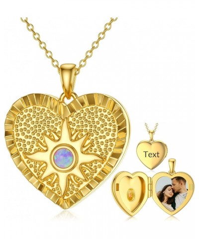 10K 14K 18K Solid Gold Personalized Sunflower/Starburst/Cross/Rose/Lotus/Butterfly/Turtle/Celtic/Bee Heart Locket Necklace Th...