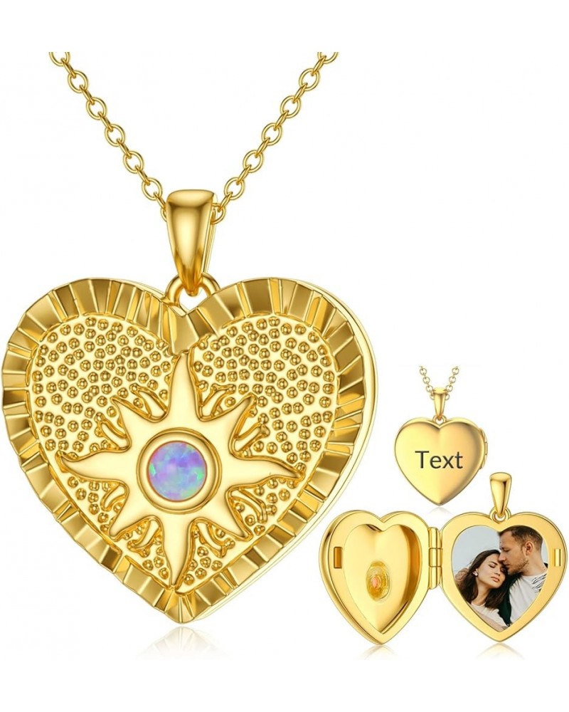 10K 14K 18K Solid Gold Personalized Sunflower/Starburst/Cross/Rose/Lotus/Butterfly/Turtle/Celtic/Bee Heart Locket Necklace Th...