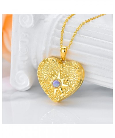 10K 14K 18K Solid Gold Personalized Sunflower/Starburst/Cross/Rose/Lotus/Butterfly/Turtle/Celtic/Bee Heart Locket Necklace Th...