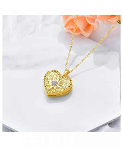 10K 14K 18K Solid Gold Personalized Sunflower/Starburst/Cross/Rose/Lotus/Butterfly/Turtle/Celtic/Bee Heart Locket Necklace Th...