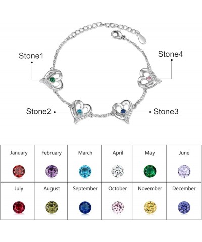 Personalized Simulated Birthstone Bracelet for Women Engraved Names Bracelet Adjustable Link Love Charm Bracelet Mother Daugh...