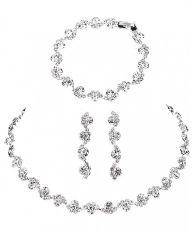 Elegant Luxury Crystal Rhinestone Necklace Earrings Bracelet Jewelry Set Wedding Bridal for Women Girls Wedding Prom A $8.09 ...