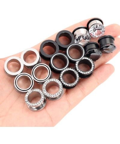 Stainless Steel 8 Pairs Ear Tunnels Hollow Plugs Gauges Stretcher Body Piercing Jewelry Size 2g-9/16 inch 8 Pairs, 5/8"(16MM)...