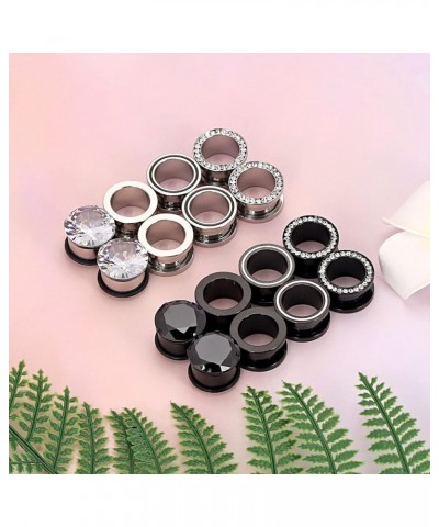 Stainless Steel 8 Pairs Ear Tunnels Hollow Plugs Gauges Stretcher Body Piercing Jewelry Size 2g-9/16 inch 8 Pairs, 5/8"(16MM)...