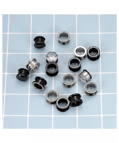 Stainless Steel 8 Pairs Ear Tunnels Hollow Plugs Gauges Stretcher Body Piercing Jewelry Size 2g-9/16 inch 8 Pairs, 5/8"(16MM)...