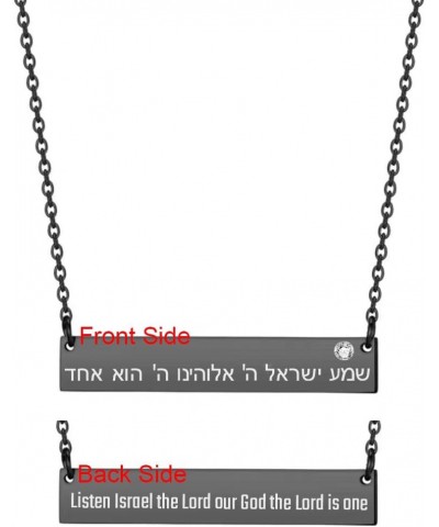 SHNIAN Hebrew Women's Personalized Jewish Necklace Stainless Steel Polished with Cubic Zircon, Free Engraved for Women, Wife,...