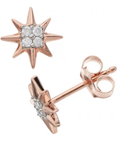 0.10 cttw Sterling Silver Diamond Stud Earrings Star Rose $20.60 Others