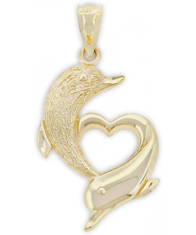 Gold Dolphin Charm Pendant - 10 Karat Gold - Dolphin Jewelry Pendant - Animal Pendant Style 2 $38.01 Necklaces