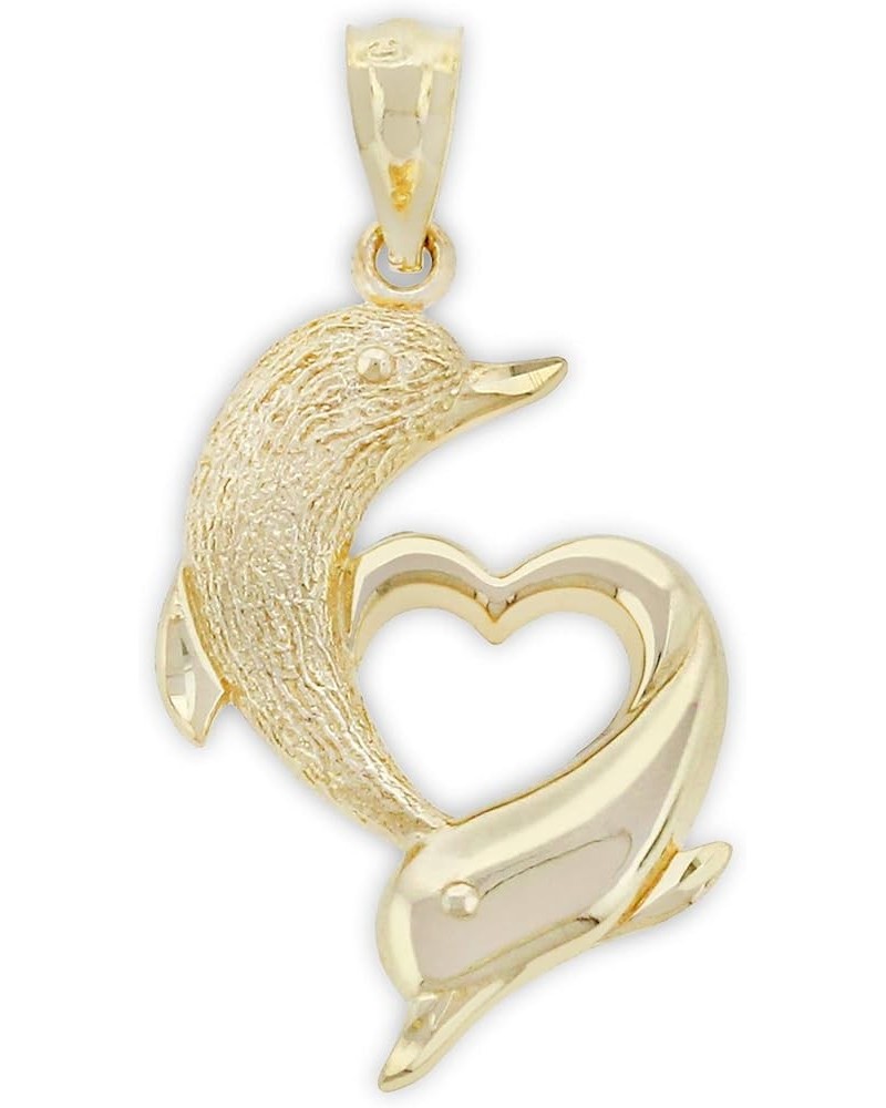 Gold Dolphin Charm Pendant - 10 Karat Gold - Dolphin Jewelry Pendant - Animal Pendant Style 2 $38.01 Necklaces