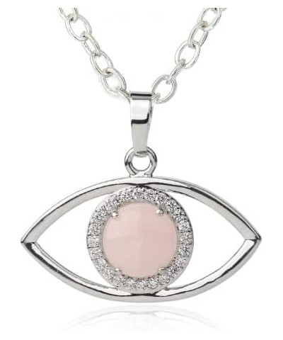 Evil Eye Necklace: Authentic Quartz Gemstone Jewelry with Healing Crystal Jewel Evil Eye Pendant and Silver Chain $9.60 Neckl...