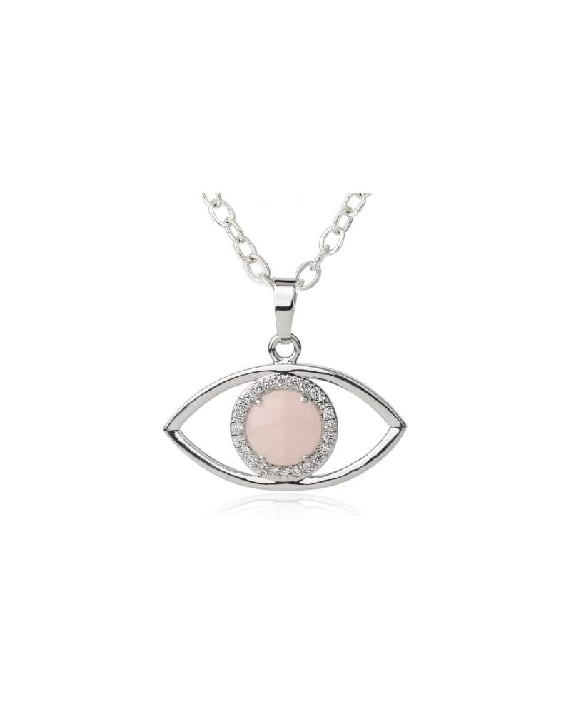 Evil Eye Necklace: Authentic Quartz Gemstone Jewelry with Healing Crystal Jewel Evil Eye Pendant and Silver Chain $9.60 Neckl...