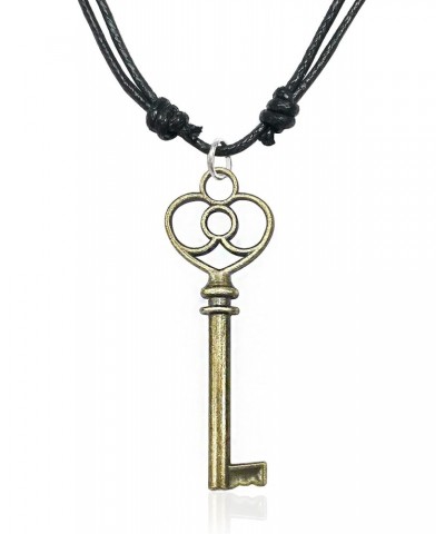 Antique Bronze Celtic Skeleton Key to Your Heart Charm Pendant Adjustable Cord Necklace 16"-30 $6.71 Necklaces