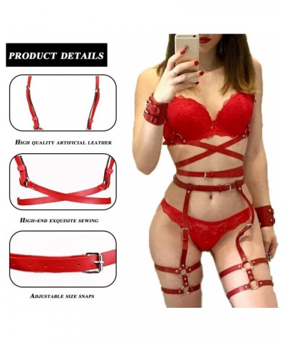 Punk Leather Body Belt Suspenders Lingerie Gothic Garter Belts Lb-007-red-lp-001-red $9.66 Body Jewelry